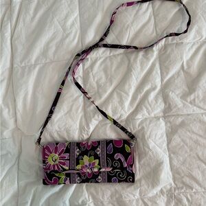 Floral Black and Pink Crossbody Women's Bag